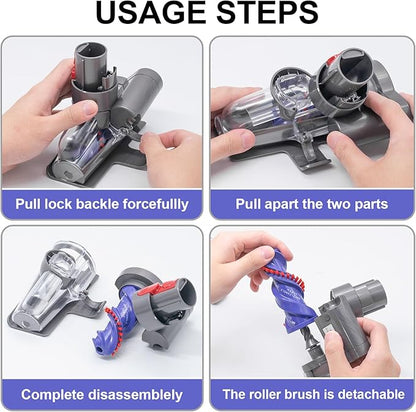Anti-Tangle Hair Brush Compatible with Dyson V7 V8 V10 V11 V15 SV10 SV11 SV12 SV14 – Mini Motorized Brush Head Cleaning Couch, Mattress & Upholstery, Vacuum Attachment Replacement Screw Tool