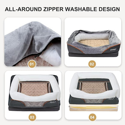 JOYELF XLarge Memory Foam Dog Bed, Orthopedic Dog Bed & Sofa with Removable Washable Cover and Squeaker Toy as Gift