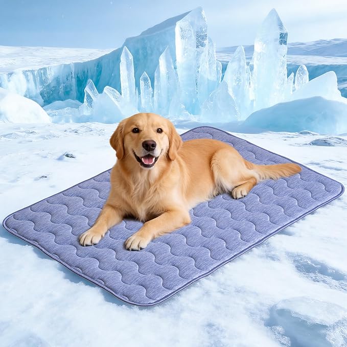 Dog Cooling Mat, Double-Sided Cooling Pet Pad, 28" x 19" Arc-Chill Cool Fiber & Q-MAX>0.45, Soft Breathable Pet Bed for Couch, Crate & Car, Foldable & Washable Summer Pet Blanket - M