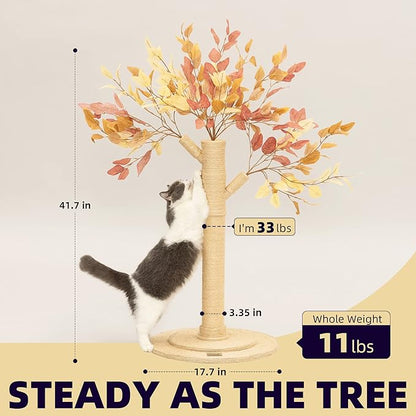 Meowoou Cat Scratching Post for Indoor Cats Adults 42 Inch Tall Cat Scratcher with Sisal Rope for Kittens and Medium Large Cats Multi-Colored