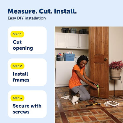 PetSafe 4-Way Interior Locking Cat Door - Allows Convenient Movement Between Rooms & Minimizes Scratching - Tinted Durable Plastic Privacy Door for Feeder & Litter Box