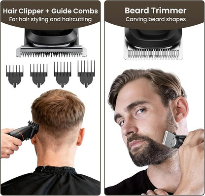 MAXGROOM Manscape All-in-One Body & Pubic Hair Trimmer for Men, No-Nick Groin & Ball Shaver, Waterproof Mens Electric Grooming Kit with LED Display, USB Rechargeable (Black)
