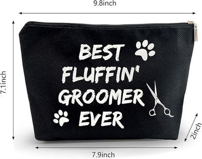 Dog Groomer Grooming Cosmetic Zipper Bag - Black Gift for Dog Lovers, Salon Gifts, Pet Groomer Tool Kit