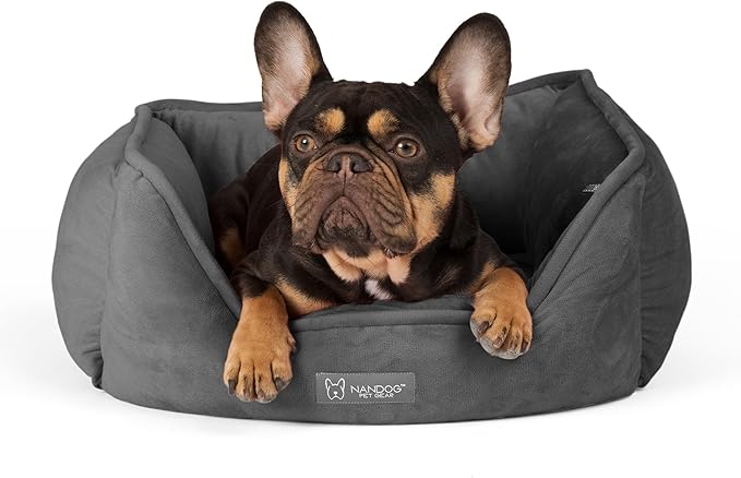 NANDOG Reversible Dog Bed from The Signature Collection– Luxury Cloud-Soft Pet Bed for Small to Medium Dogs & Cats, Premium Pet Gear, Reversible Design, Plush Comfort, Modern Style - Dark Grey