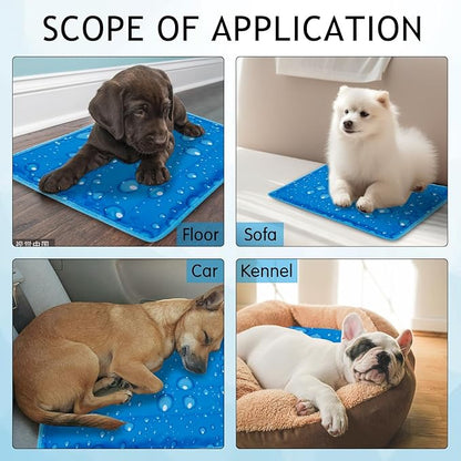 Dog Cooling Mat Water Injection Pet Cool Pads Dogs & Cats Pet Cooling Blanket for Outdoor Car Seats Beds (Blue, 24 * 18IN)
