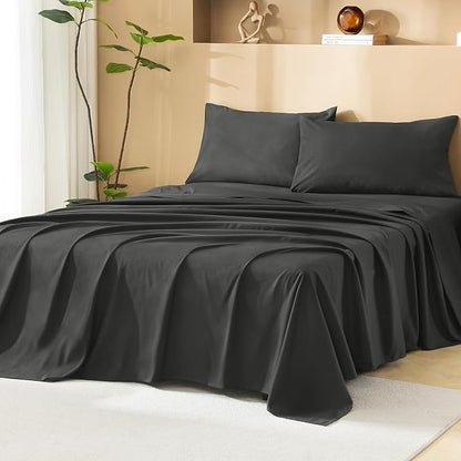 Litanika Super King Plus Size Comforter Set with Sheets Dark Grey - 7 Pieces Bed in a Bag Oversized King Boho Tufted Complete Bedding Sets with Comforter, Sheets, Pillowcases & Shams