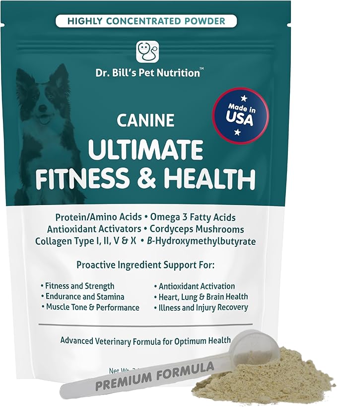 Dr. Bill’s Canine Ultimate Fitness & Health Vitamins for Dogs | Multivitamin for Dogs w/Coenzyme Q-10, Vitamin E, Vitamin D-3, Biotin, Folic Acid, Hyaluronic Acid Dog Vitamins and Supplements 680g