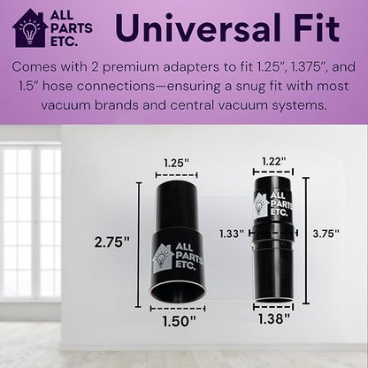 Universal Vacuum Floor Brush Kit with 2 Adapters – Fits 1.25”, 1.375” & 1.5” Connections – Compatible with Shark, Miele, Shop Vac, Bissell, Kenmore, Eureka, Dirt Devil & More