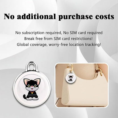 GPS Tracker for Dogs & Cats, No Subscription & No SIM Card, 365-Day Extra Long Battery Life, Real-Time Alerts & Historical Routes, Mini Waterproof Drop-Proof Pet Locator, Compatible with Android & iOS
