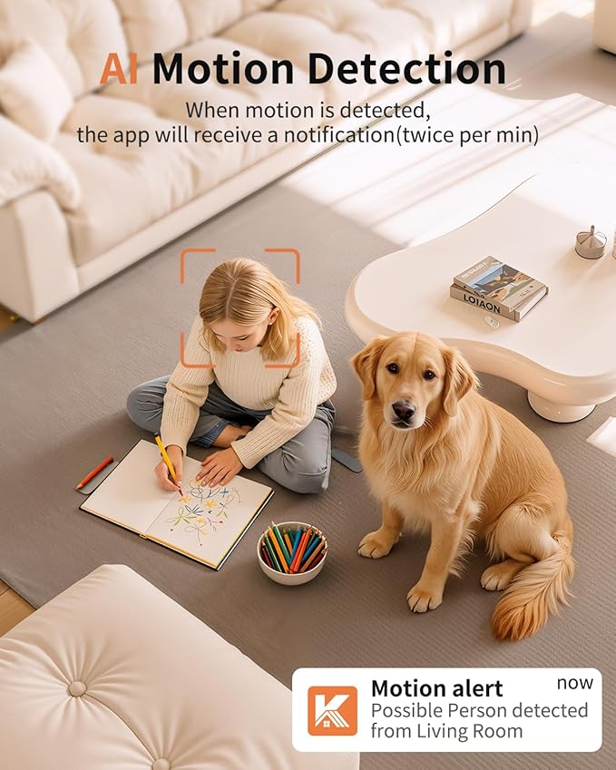 2K Cameras for Home Security, 5G & 2.4G WiFi Security Camera Indoor Outdoor for Baby Pet Dog Cat Nanny, 2-Way Audio, Color Night Vision, Siren, 24/7 Local Recording, IP65, Work with Alexa, K07-2P