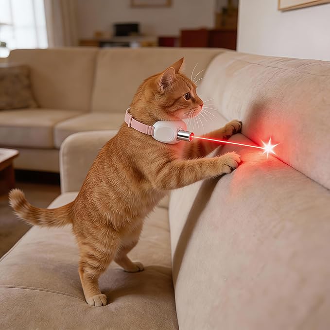 Walfront Interactive Cat Toy - USB Rechargeable Red Dot Chase Toy for Indoor Cats, Adjustable Height 9.1–13.4in, 2 Modes, Fun for Adult Cats