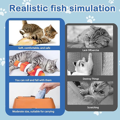 Cat Toys Cat Toy Interactive Fish for Indoor Cats & Kittens, 6 Pack Plush Fishs for Chewing, Soft Fish Play for Cats, No Catnip, Non-Irritating Pet Gift