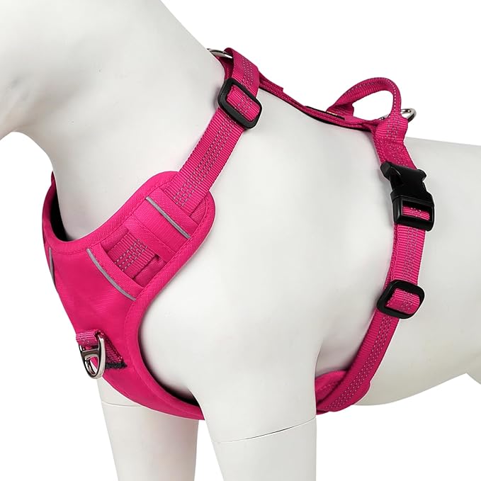 Plutus Pet No Pull Dog Harness, Reflective Adjustable Dog Vest Harness with Handle, Escape Proof, Soft Padded for Small Medium Large Dogs (Hot Pink, S)