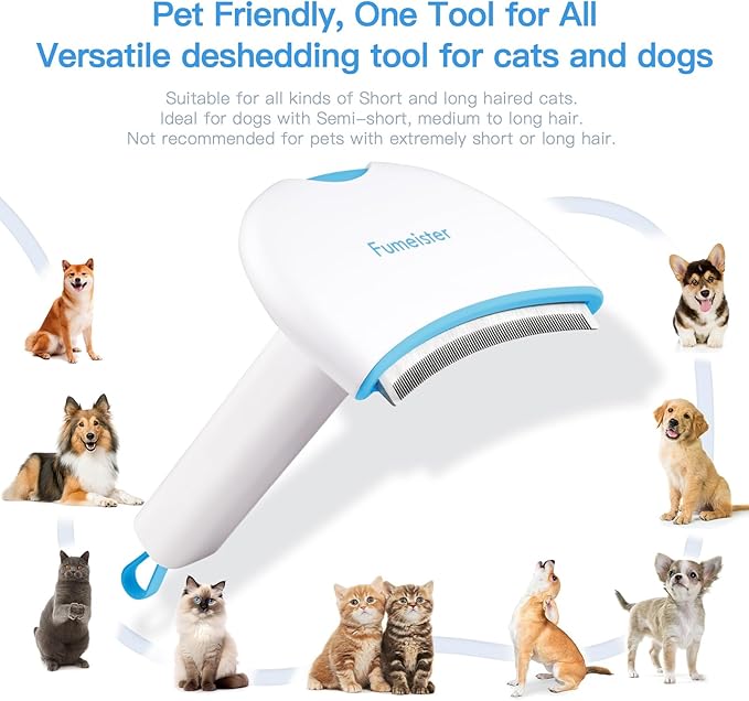 Pet Undercoat Deshedding Tool for Dogs - Wide Curved Undercoat Brush for Effortless Pet Deshedding, Loose Hair Remover for Dogs & Cats (Blue)