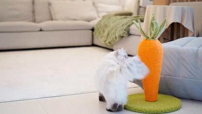 LIFLIX Carrot Cat Scratching Post, 17'' Cute and Fun Sisal Cat Scratcher for Indoor Cats and Kittens