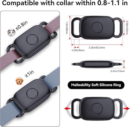 DDJ Dog Collar Holder for Tile Life360 Pro 2024 Bluetooth Tracker, 2-Pack Waterproof Silicone Cover Full-Body Protective Case for Tile Tracker Pet Collar, Ultra Durable, Scratch Resistant, Black