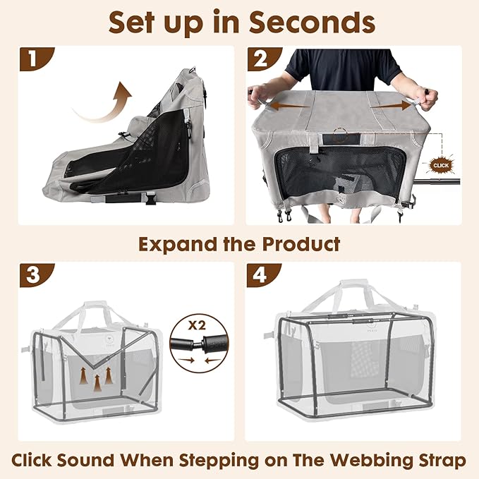 PEGIC Extra Large Cat Carrier for 2 Cats, Portable Soft Sided Large Pet Carrier for Traveling, Indoor and Outdoor Uses, 24"×16"×16"