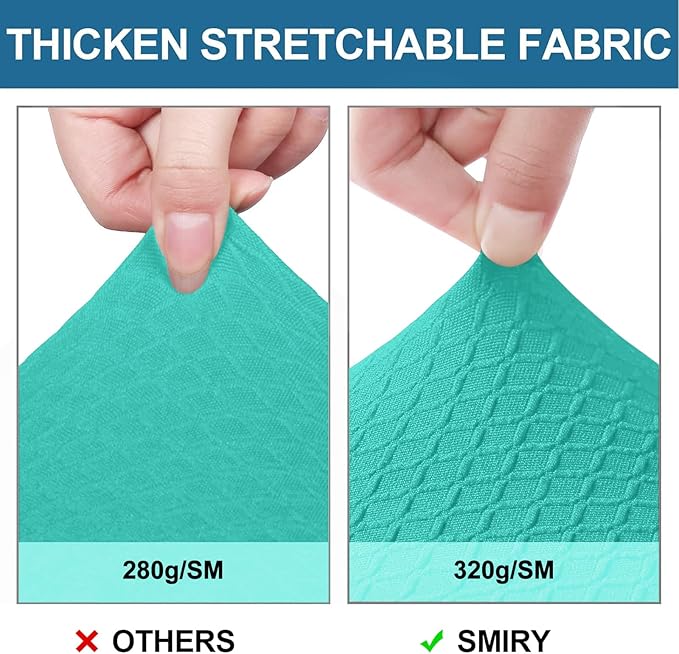 Smiry Waterproof Seat Covers for Dining Room Chairs Set of 4, Stretch Jacquard Removable Washable Chair Seat Slipcovers Protector, No Rear Covers, Teal