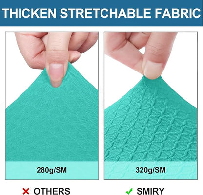 Smiry Waterproof Seat Covers for Dining Room Chairs Set of 4, Stretch Jacquard Removable Washable Chair Seat Slipcovers Protector, No Rear Covers, Teal