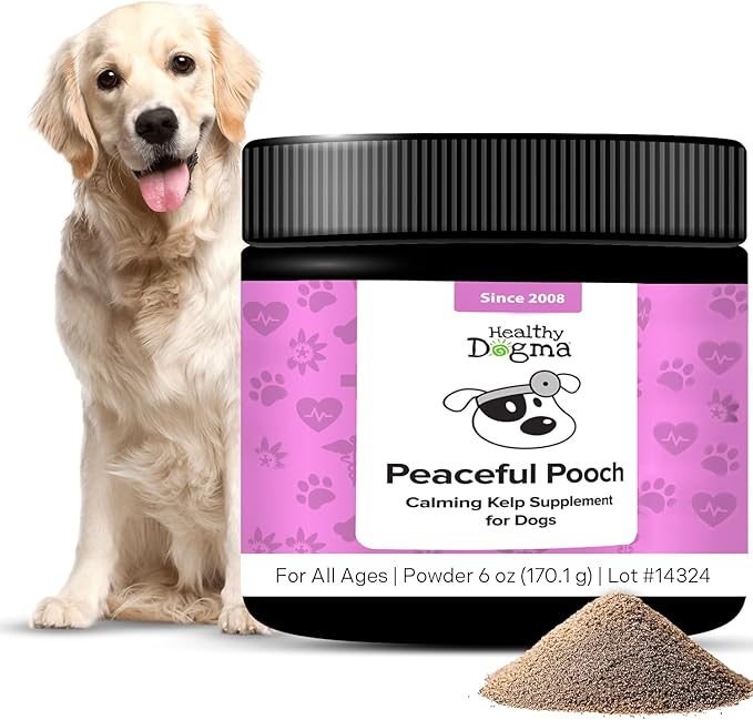 Healthy Dogma - Peaceful Pooch | Powder Calming Supplement for Dogs Dealing with Anxiety, Separation Stress, Noise, Thunder and Barking (6 Oz)