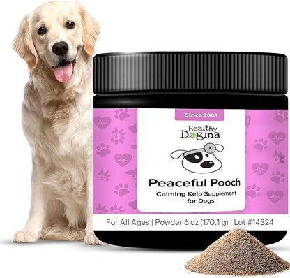 Healthy Dogma - Peaceful Pooch | Powder Calming Supplement for Dogs Dealing with Anxiety, Separation Stress, Noise, Thunder and Barking (6 Oz)