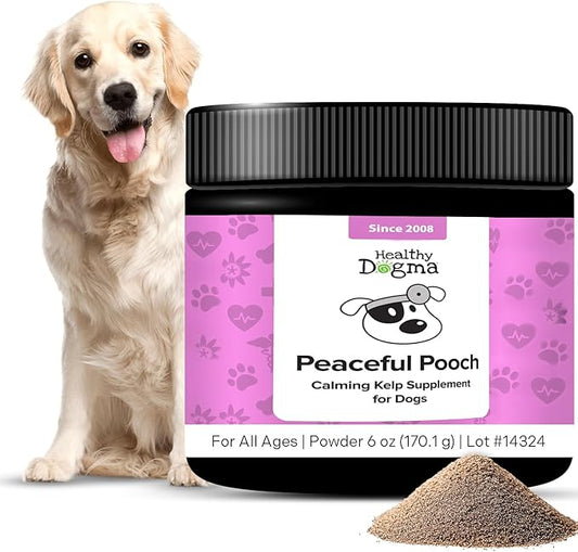 Healthy Dogma - Peaceful Pooch | Powder Calming Supplement for Dogs Dealing with Anxiety, Separation Stress, Noise, Thunder and Barking (6 Oz)