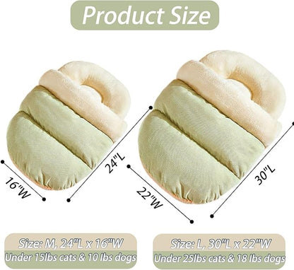 Romaneco Bed for Dog and Cat, Pet Bed, Ultra Soft Cute Plush Slipper Cat Cave Bed, Anti Slip Warm Pet House Nest, Self-Warming, Ideal for Indoor Use - Fits up to 25lbs (30"X22", L, Green)