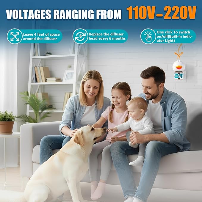 Dog Calming Diffuser, Calming Pheromones Diffuser Kit Appeasing Pheromone Diffuser to Calm (1Plug in+2Refill) for Anxiety Relief Reduce Aggression Fighting Barking Stress