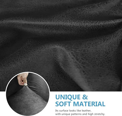 ANARACHON Leather Look Couch Cushion Covers Sofa Seat Slipcovers Sets Couches Furniture Protector for Sectional Armchair Loveseat Pets Kids Stretch Spandex Fabric (2 Cushion Sofa, Dark Grey)