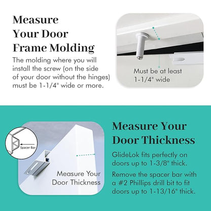 1 Pack – GlideLok Child Safety Door Top Lock | for Interior & Exterior Doors | Lock & Unlock from Both Sides | Stop Kids, Pets, Dogs & Cats from Opening Doors