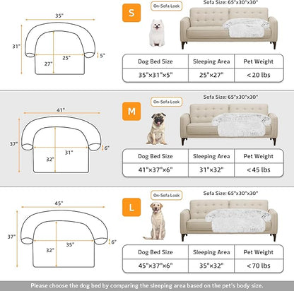 Calming Dog Bed Fluffy Plush Dog Mat for Furniture Protector with Removable Washable Cover for Large Medium Small Dogs and Cats (Medium, Light Grey)