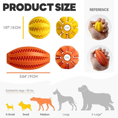 Volkee Puzzle Toy for Small & Smart Dogs, Interactive Chew Toys for Boredom, Enrichment Toys to Keep Them Busy, Treat Dispensing Ball for Puppy Dog Teething and Training(1 Yellow+1 Orange)