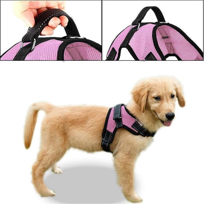 No Pull Reflective Adjustable Dog Harness with Handle- Comfortable Soft All Weather Mesh, Easy On Puppy Harness for Small Medium and Large Dogs (Pink) X-Large