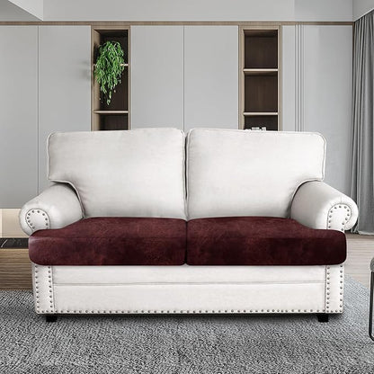 ANARACHON Leather Look Couch Cushion Covers Sofa Seat Slipcovers Sets Couches Furniture Protector for Sectional Armchair Loveseat Pets Kids Stretch Spandex Fabric (2 T-Cushion Loveseat, Burgundy)
