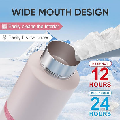 Dog Mom Gift, Insulated Dog Water Bottle with Travel Bowl, Women Christmas, Birthday for DogLover, Portable Water Bottle Dispenser, Accessories for Car, Camping, Outdoor, Detachable (DogMom-PalePink)