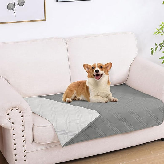 hyha Waterproof Dog Blanket, Reversible Pet Bed Blanket, Soft Sofa Couch Cover for Dogs Washable, Waterproof Pet Couch Covers for Sofa Puppy Cats Furniture Protector(30"x53", Grey/Light Grey)