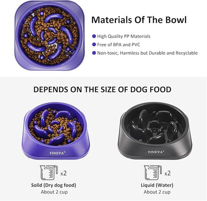 YINEYA 2PCS Slow Feeder Dog Bowls, Pet Supplies That Slow Down Eating, Pet Food Bowls, Maze Dog Puzzle Feeder for Medium Breed