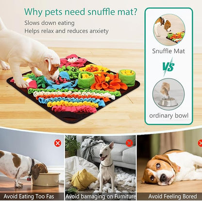 ORIA Pet Snuffle Mat, 15.4x15.4'' Interactive Sniff Mat, Dog Treats Feeding Mat for Slow Eating, Boredom, Encourages Natural Foraging Skills, Nosework Feeding Mat for Small Dogs Cats Rabbits