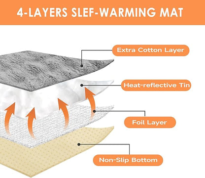 Self Warming Cat Bed,Self Heating Cat Dog Mat,Soft Extra Warm Thermal Pet Pad for Indoor Outdoor, Washable Cover Non-Slip Bottom Dog Thermal Blanket (23.7" x 17.8")