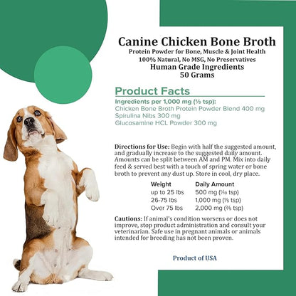 Holistic Bin Canine Chicken Blend Protein Powder Dog Food Toppers | Daily Supplement Powder with Bone Broth, Collagen & Essential Amino | Mobility, Recovery & Overall Wellness | Chicken (50g)