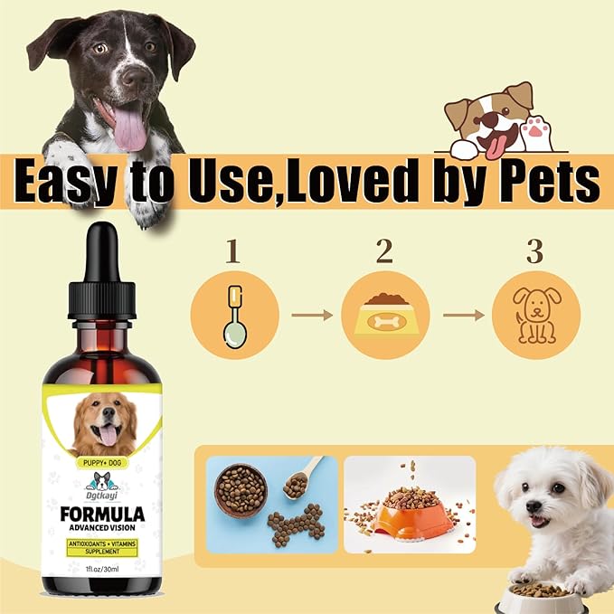 Advanced Vision Formula for Dogs – Liquid Eye and Vision Support Supplement – Supports Clear Vision & Reduces Cloudy Eyes & Cataracts in Dogs – with Lutein & Zeaxanthin – 1oz (30ml) Oral Drops