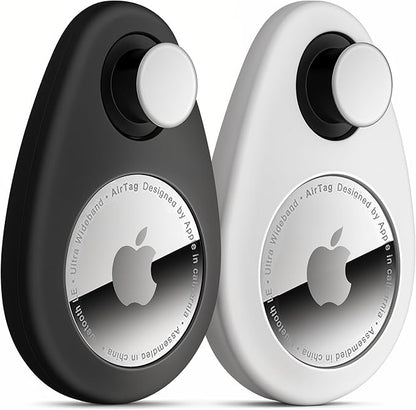 for Airtag Holder for Kids Hidden 2 Pack GPS Tracker Case, Anti-Removal Security Air Tag Case with Pins, GPS Cover Suitable for Children, Elderly, Pets, Backpack, Luggage (Black, White)