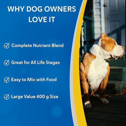 Doc Roy's Daily Care Extra Canine, Advanced Multivitamin Supplement for Dogs, Supports Energy, Immune, Muscle, Bone & Brain Health, Provides Vitamins A C D3 E B Complex, Iron Zinc, 400g Granules