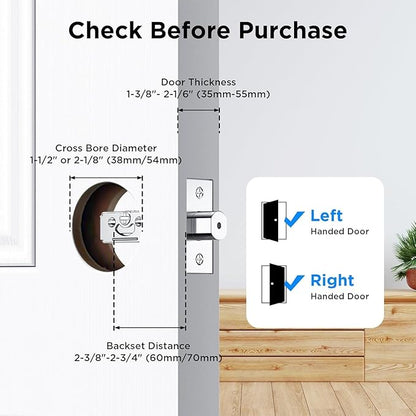 TCL Palm Vein Smart Lock D1 Pro, Keyless Entry Door Lock for Front Door, Wi-Fi Keypad Deadbolt, App Control, Compatible with Alexa & Google Assistant, Rechargeable Battery