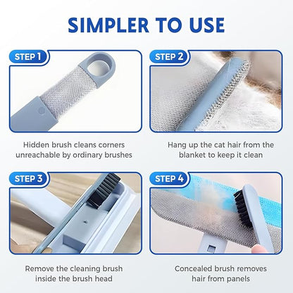 JUDUNA 2025 New Pet Hair Remover, 4 in 1 Pet Hair Removal Tool for Couch Carpet Furniture, Multifunctional Double Sided Dogs Cats Hair Removal Brush, Reusable Cleaning Brush for Window (3 Pc)