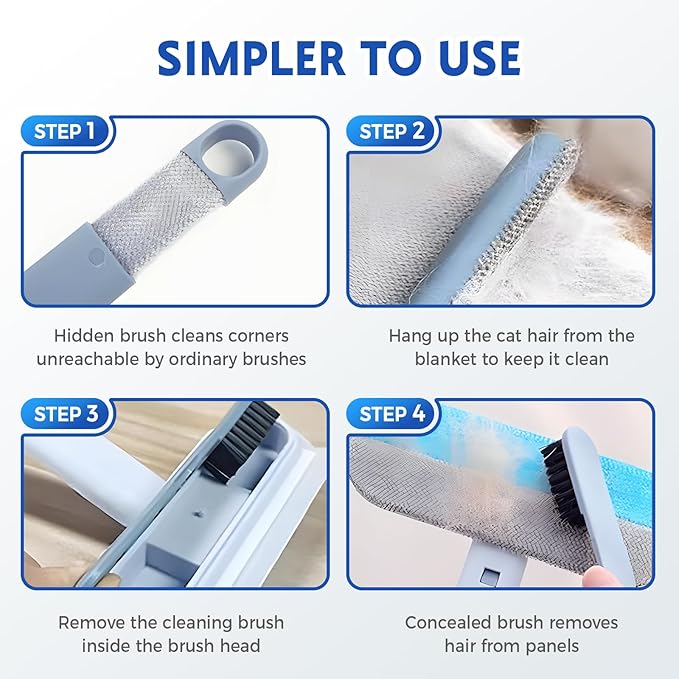 JUDUNA 2025 New Pet Hair Remover, 4 in 1 Pet Hair Removal Tool for Couch Carpet Furniture, Multifunctional Double Sided Dogs Cats Hair Removal Brush, Reusable Cleaning Brush for Window (2 Pc)