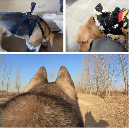 Dog Harness Mount for Camera, Adjustable Dog Harness Vest with Pet Chest and Back Fixation Mouting Base for Gopro Hero, Compatible with Osmo Action and Insta360, Suitable for Medium Large Dogs