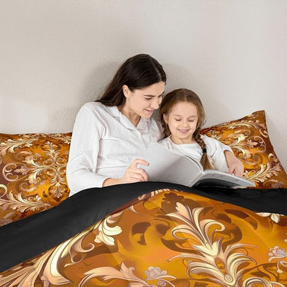 Erosebridal Retro Floral Full Size Comforter Set, Bohemian Flowers Chic Paisley Microfiber Bedding for Kids Boys Girls, Victorian Baroque Hippie Bed Sets, Vintage Fashion Bedding Comforter Sets