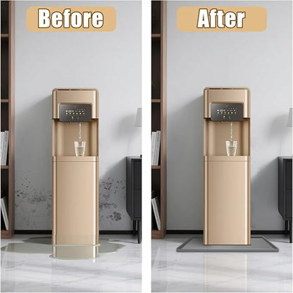 24x16x0.8 Inch Waterproof Water Cooler Mat with Raised Edge - Non-Slip Spill Drip Tray for Cooler Dispensers, Easy to Clean Mat for Floor & Countertop Protection in Kitchen, Office, Bedroom (Grey)