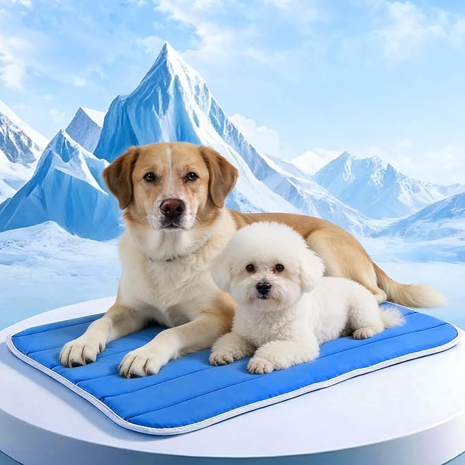 Dog Cooling Mat, Super Thick Cold Memory Sponge Cooling Mat for Dog,Foldable Crate Pet Bed, (Q-Max > 0.45) Long-Lasting Cool & Keep Your Pet Cool. (XX-Large - (51 x 43 Inch))